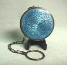 Blue Guilloche Enamel Sterling Silver Finger Ring Compact with Bird from 1883