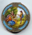 Italian Sterling Vermeil Compact by Coppini Featuring Country Scene 'Cherry Picking'