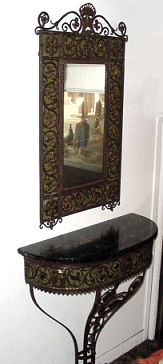 Signed Oscar Bach Pier Table and Matching Mirror