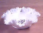 Fenton Violets in the Snow Crimped Bowl