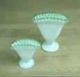 Fenton Emerald Crest Fan Vases