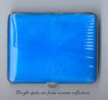 Double-Sided Blue Enamel Guilloche Cigarette Case