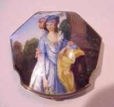 Lovely Sterling Silver Hand-Painted Gainsborough-Type Portrait - Lady in Blue