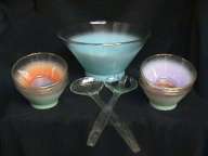50's Rainbow Frosted Glass Salad Set