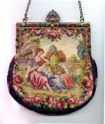 Double-Sided Figural and Scenic Petitpoint Purse w/ Jeweled Frame