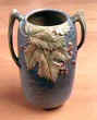 Roseville Bushberry Blue 2-Handled Vase, RV #31-7