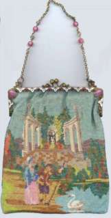 Figural Beaded Purse with Jeweled and Enameled Frame
